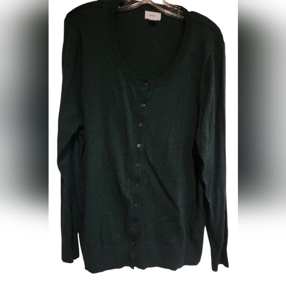 Old Navy cardigan dark green, cute, never worn size XXL.